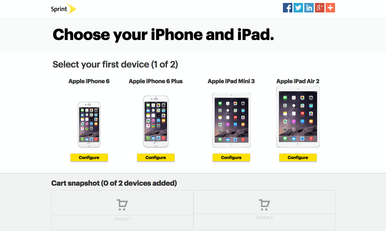Sprint.com Platform Device Wall